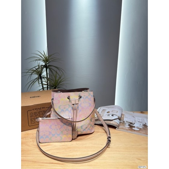 Signature Bucket Bag with Multicolor Print